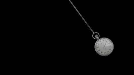 3d pendulum of pocket watch on a isolated black background. looping. transparent background, alpha channel 4k stock video.