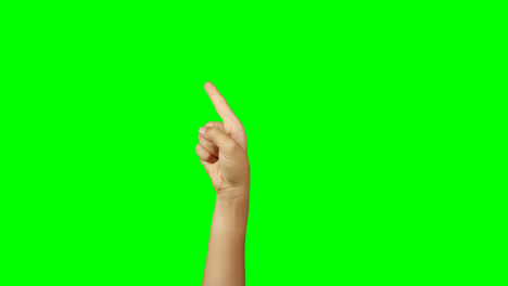 Person-making-hand-gesture-against-green-screen-background