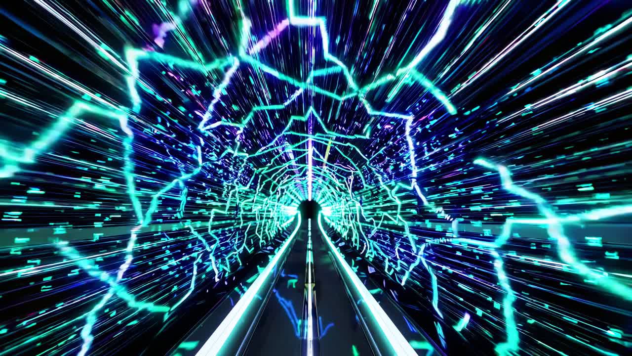 Futuristic Neon Tunnel With Motion Blur