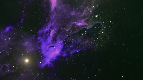 view of purple nebula moving in space