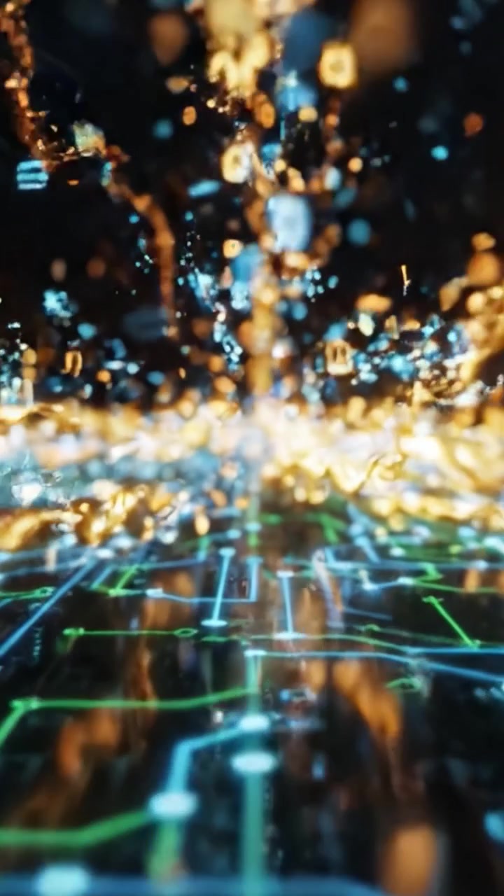 Dynamic Visual Representation of Data Flow and Circuitry: A Journey Through the Digital Realm Highlighting Vibrant Colors and Futuristic Patterns