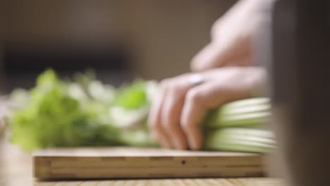 chop the parsley leaves on the cutting board