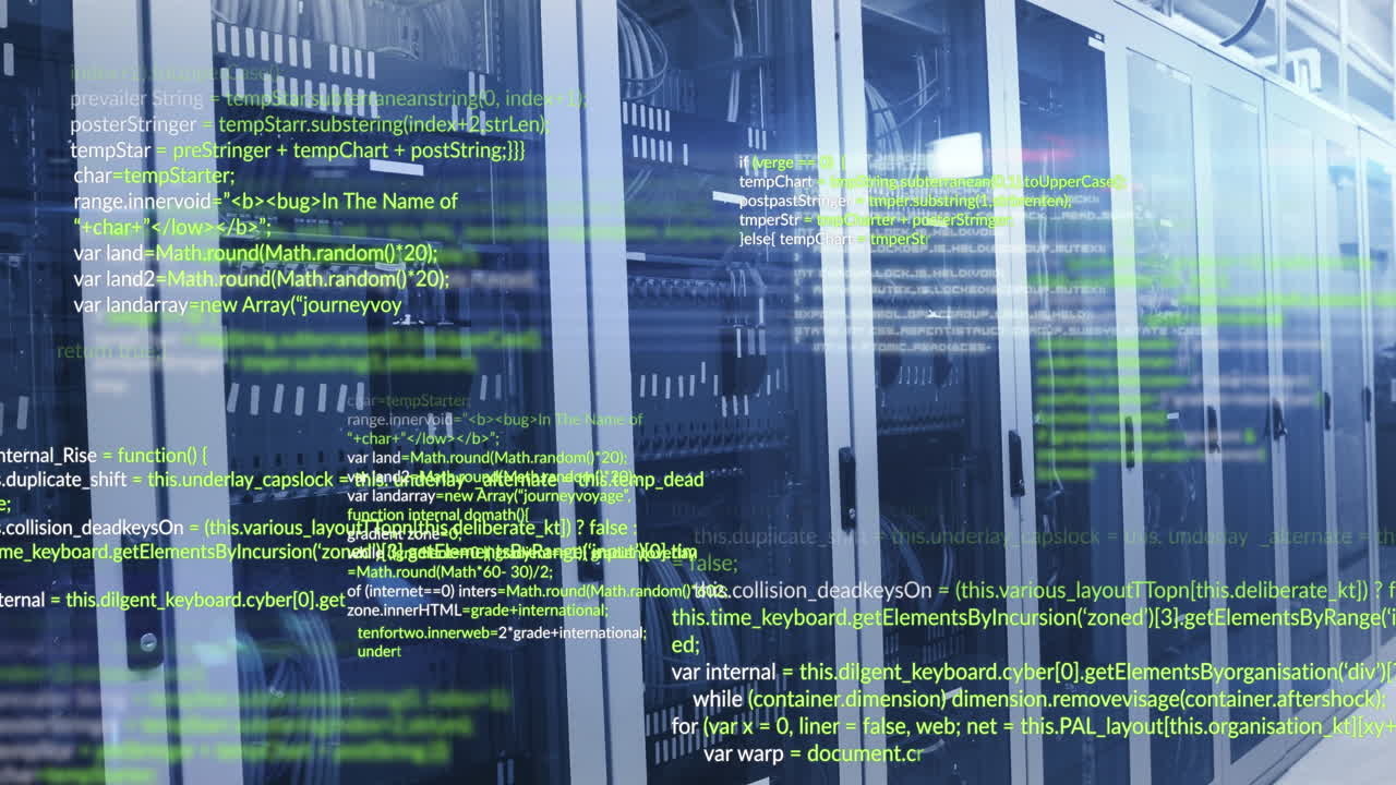 Animation of data processing against computer server room