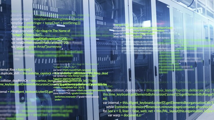 Animation of data processing against computer server room