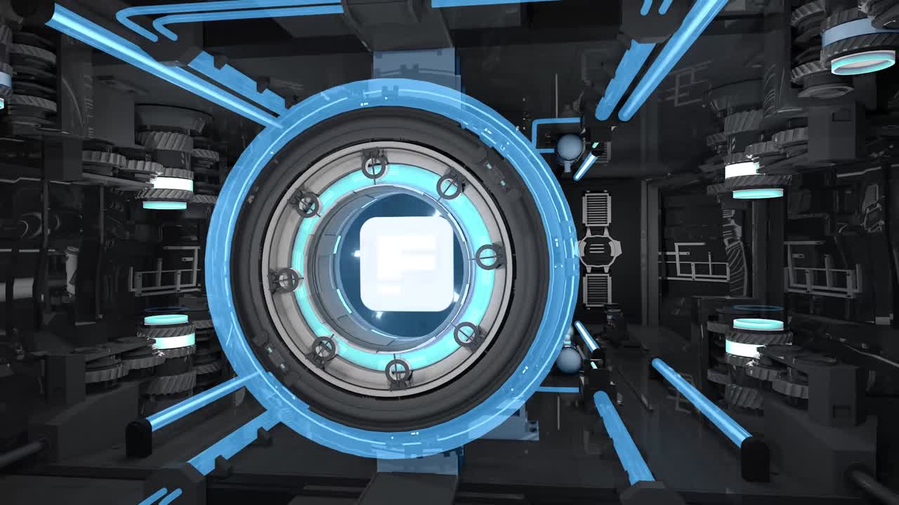 Complex Futuristic Engine with Blue Energy Core