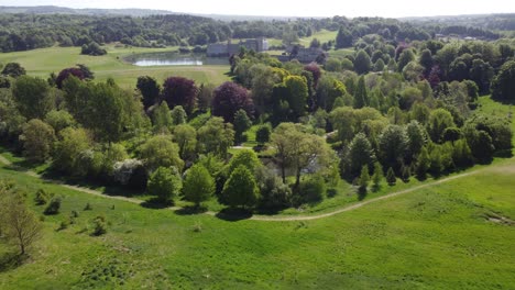 leeds castle kent england  drone aerial reveal through trees