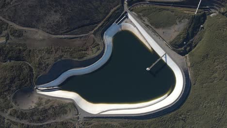 aerial view of the paul da serra water reservoir built to harvest the rainwater