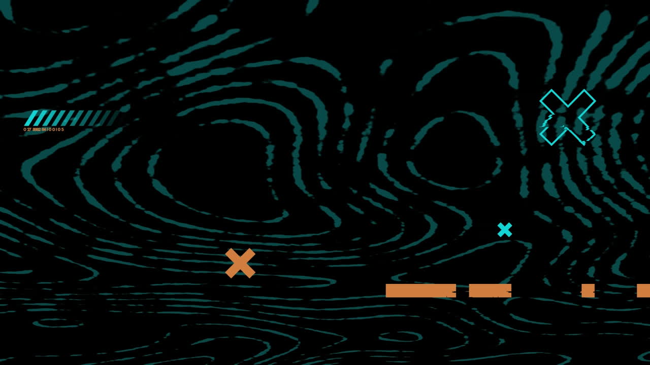 Animation of moving shapes over black background