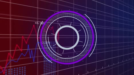 animación del escaneo del alcance sobre el procesamiento de datos financieros sobre un fondo negro