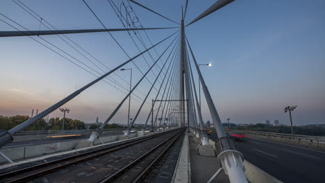 cable-stayed bridge at dusk
