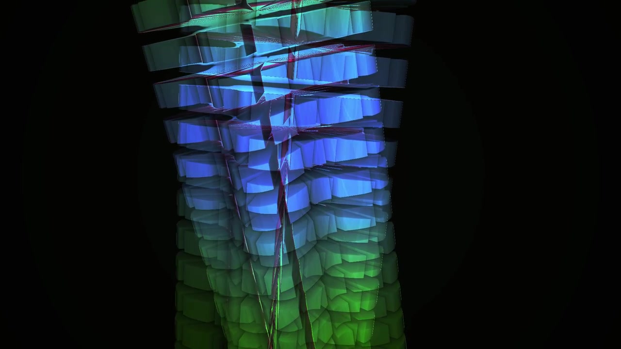 Abstract 3D Animation of Moving Geometric Blocks with Blue and Green Gradient