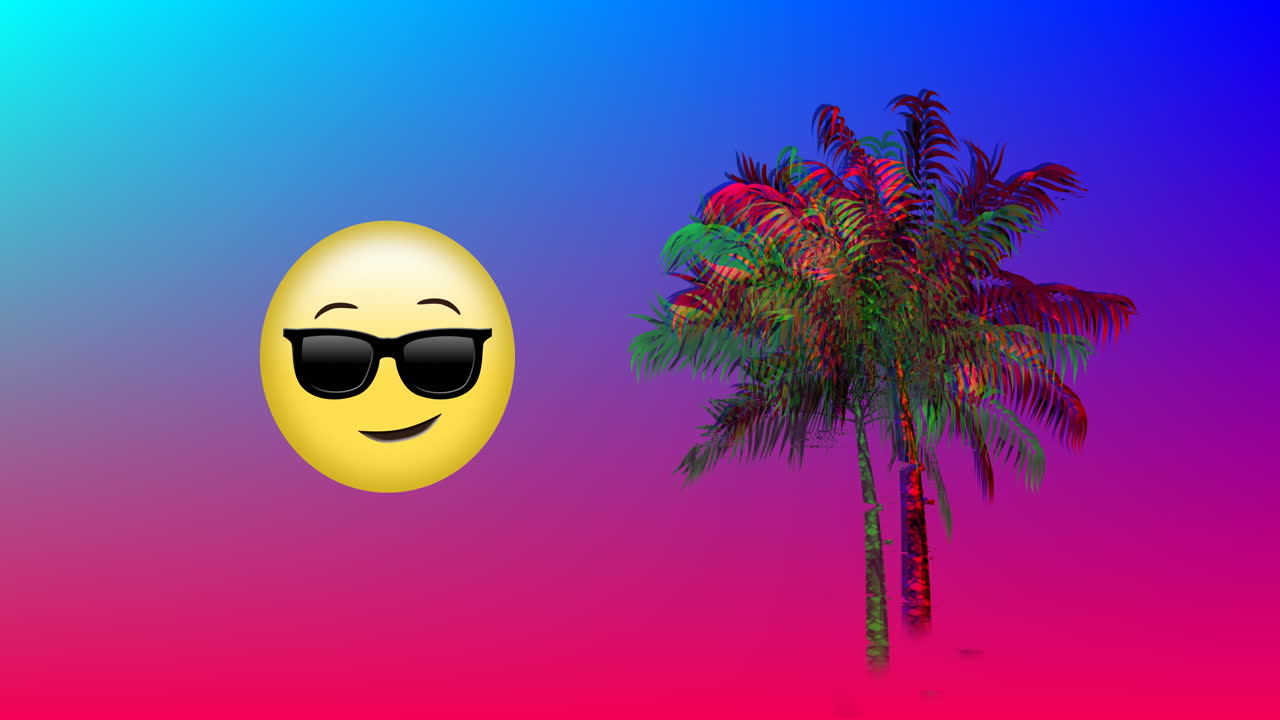 emoji y una palmera colorida 4k