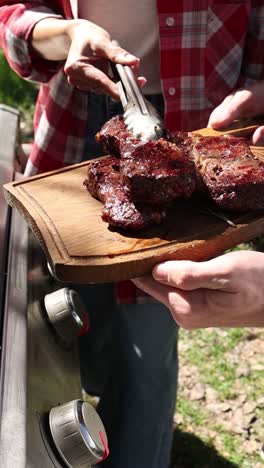 friends grilling steak