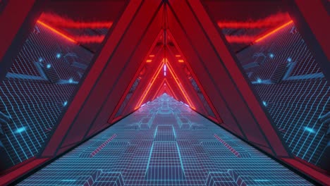 corredor de túnel de nave de guerra espacial con marco de alambre brillante fondo una ventana de vidrio ilustración 3d en vivo papel tapiz fondo de movimiento diseño gráfico bucle visual vj