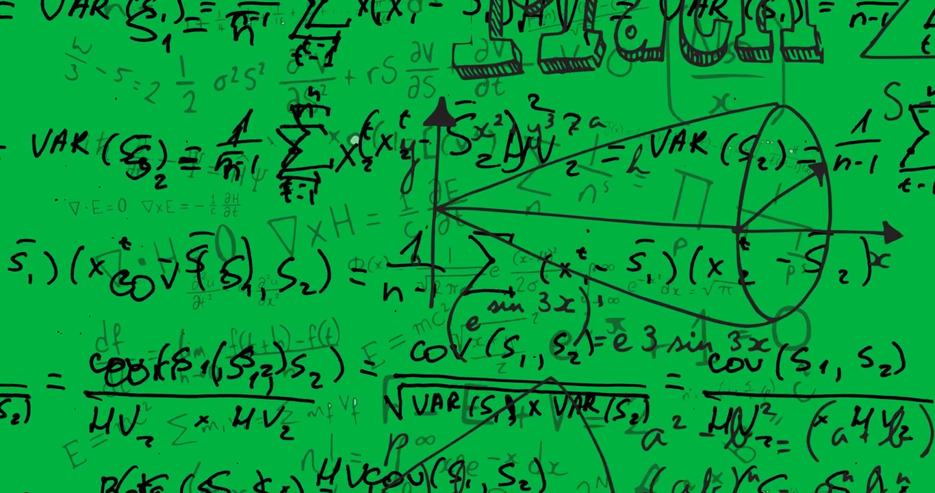 Animazione digitale di equazioni matematiche che fluttuano su sfondo bianco