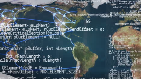 animación del procesamiento de datos y las conexiones sobre el mapa del mundo