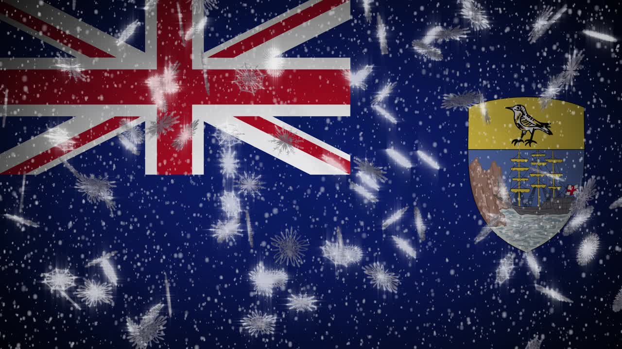 세인트 헬레나 발: 눈이 떨어지는 루프, 새해와 크리스마스 배경, 루프