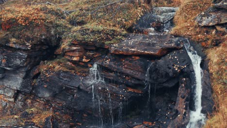 a miniature waterfall in the autumn forest