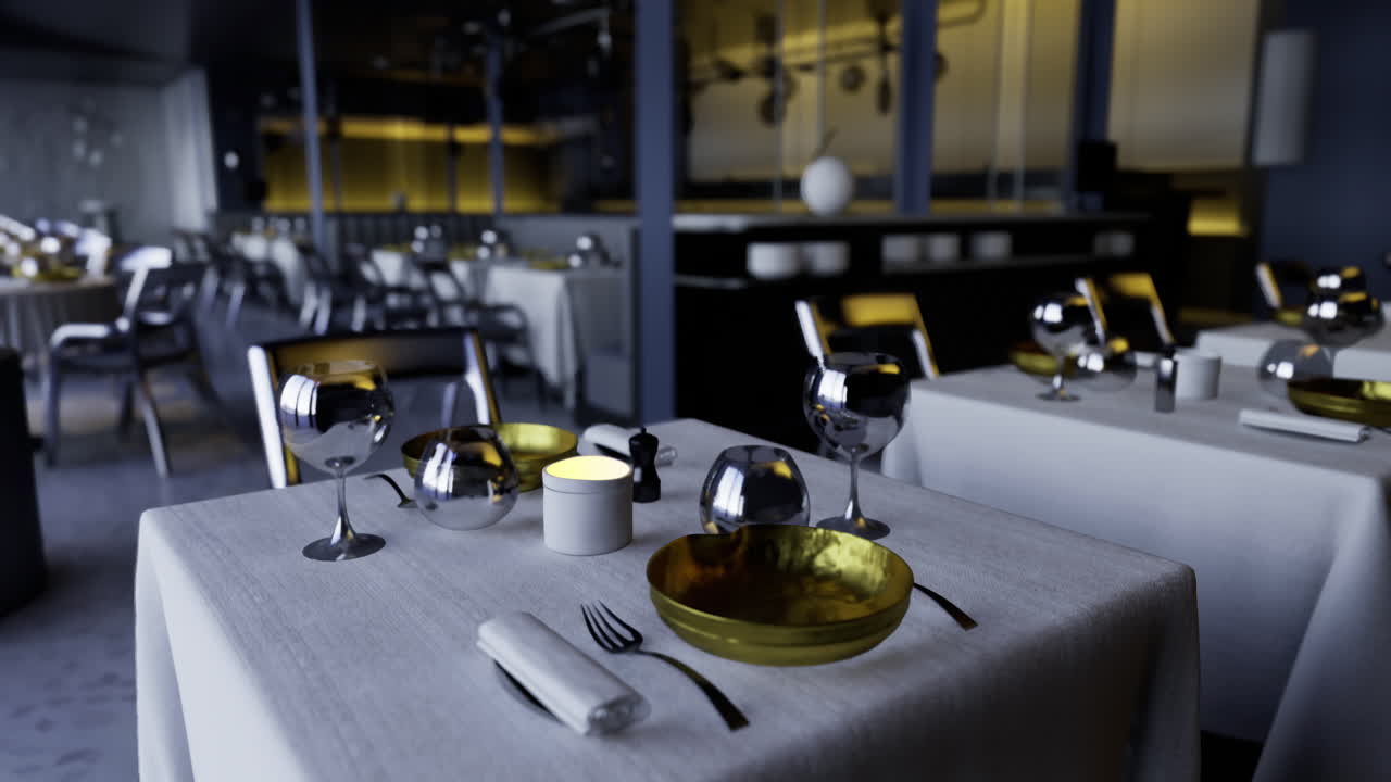 Elegante eetopstelling in een modern restaurant met smaakvolle inrichting