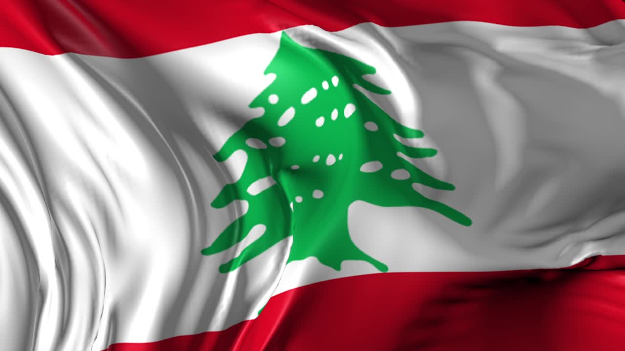 Beautiful 3d animation of the Lebanon flag in loop mode
