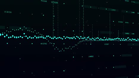 animación del procesamiento de datos financieros sobre una cuadrícula sobre un fondo oscuro