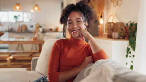 woman relaxing on couch in cozy living room
