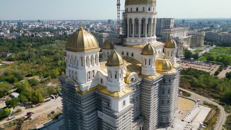 aerial view of the people's salvation cathedral under construction in bucharest, romania