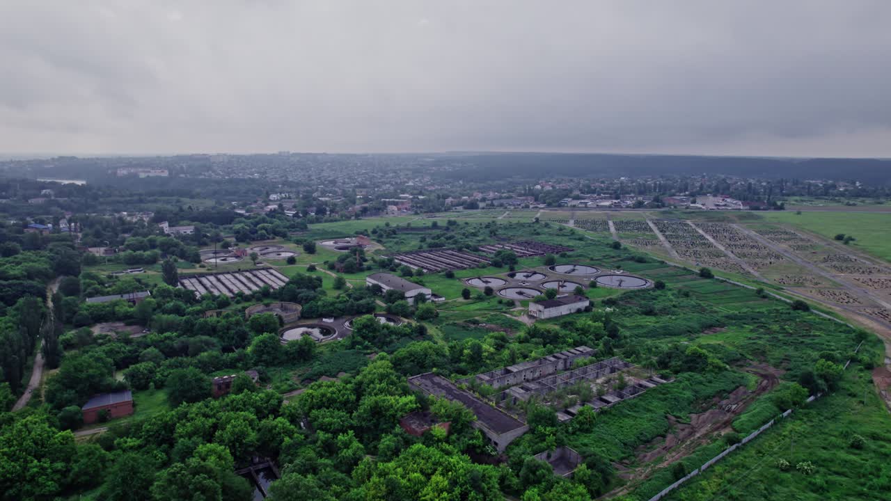 폐수 처리 공장 의 공중 사진
