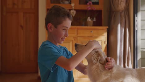 Boy-at-home-with-his-dog-4k