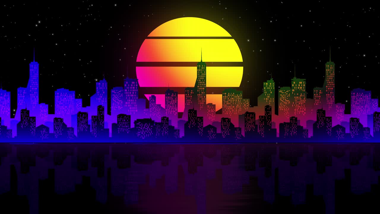 레트로 80년대 배경 - 4k 해상도 - 루프 가능한 스 비디오