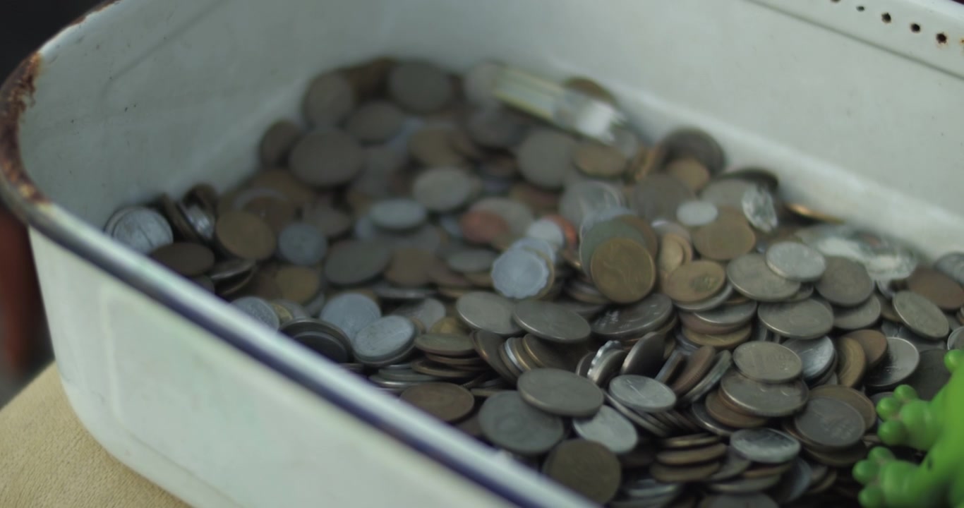 Collector's antique coins on flea market