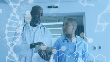 animation of medical data processing over african american doctors