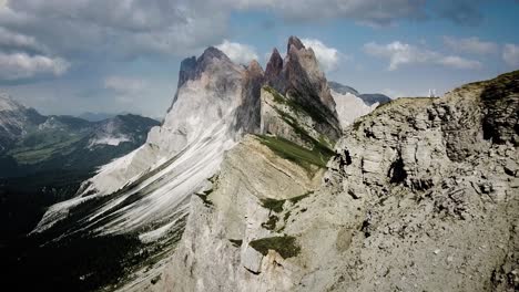 seceda peak italy, trentino alto adige, dolomites alps, south tyrol, italy, europe in aerial view