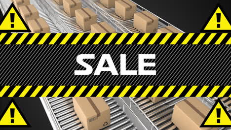 sale with parcels on conveyor belts