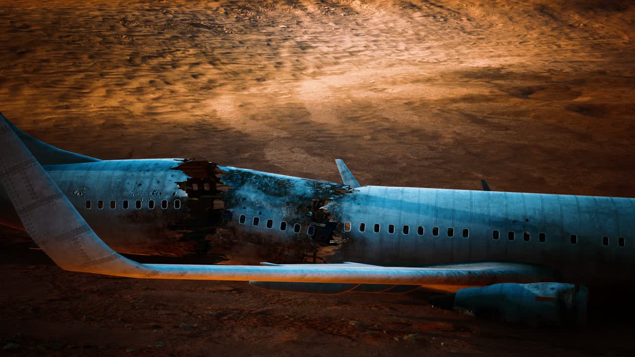 aereo distrutto abbandonato nel deserto