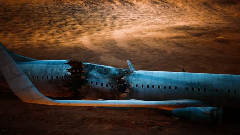 avión aplastado abandonado en el desierto