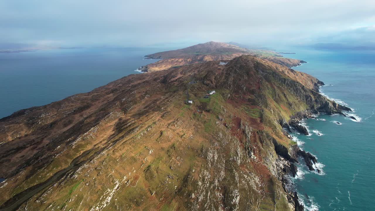 Ireland Epic Locations drone flying up Sheeps Head Peninsula West Cork rugged beautiful landscape in wild places on a winter day
