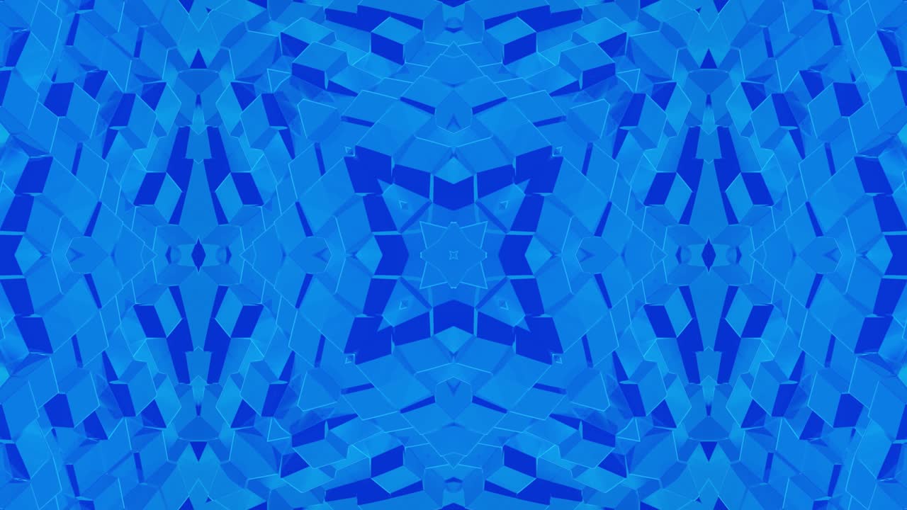 patrón ondulado líquido como el caleidoscopio con ondas azules. 3d elegante abstracto en bucle bg, estructura simétrica ondulada de vidrio líquido brillante. animación fluida colorida de moda de 4k.