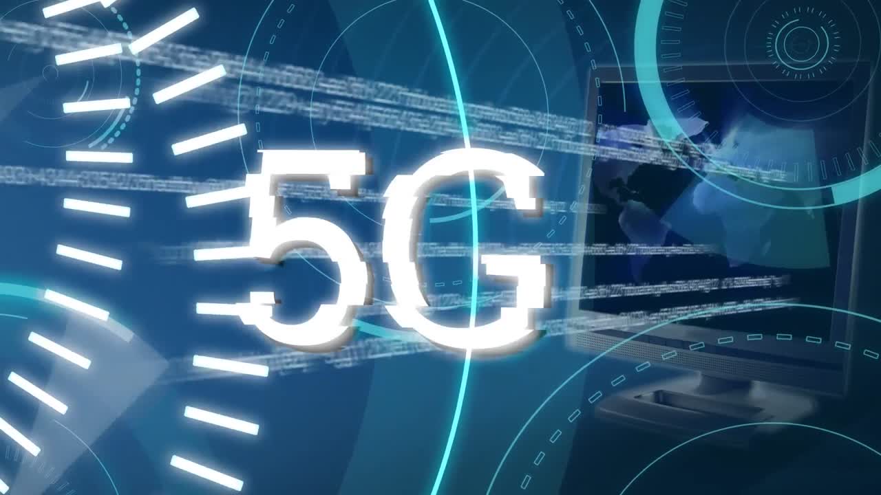 5g scritto nel mezzo di un cerchio futuristico
