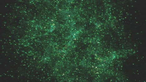 abstract background of green spots moving in black studio. 3d animation