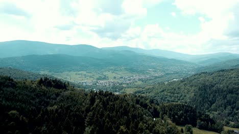 Aerial-shot-of-stunning-village-located-in-mountains