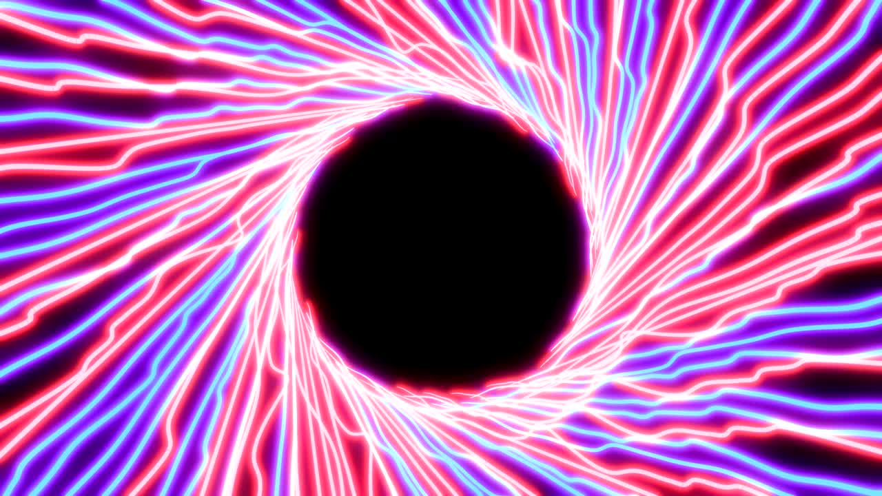 4K Abstract ultraviolet light glowing neon lines.