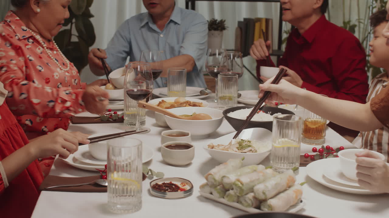 Asian Family Having Dinner at Home
