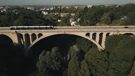 drone footage of pont adolpge in luxembourg