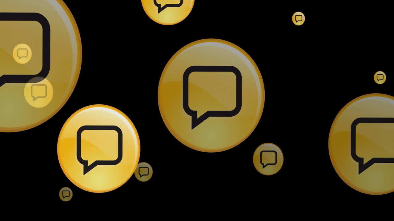 Animation of speech bubble icons on black background