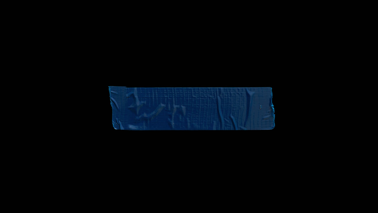 Isolated Blue Duct Tape Strip on Black Background