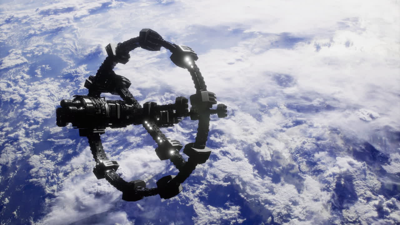 A space station orbiting the Earth