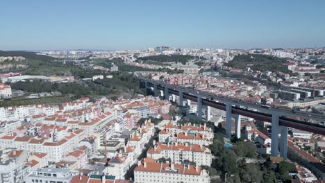 Aerial-view-from-Alfama-reveals-the-city-of-Lisbon-near-the-Bridge-25-April