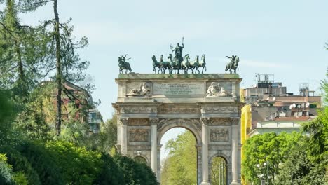 cinematic video timelapse of the arch of peace in milan