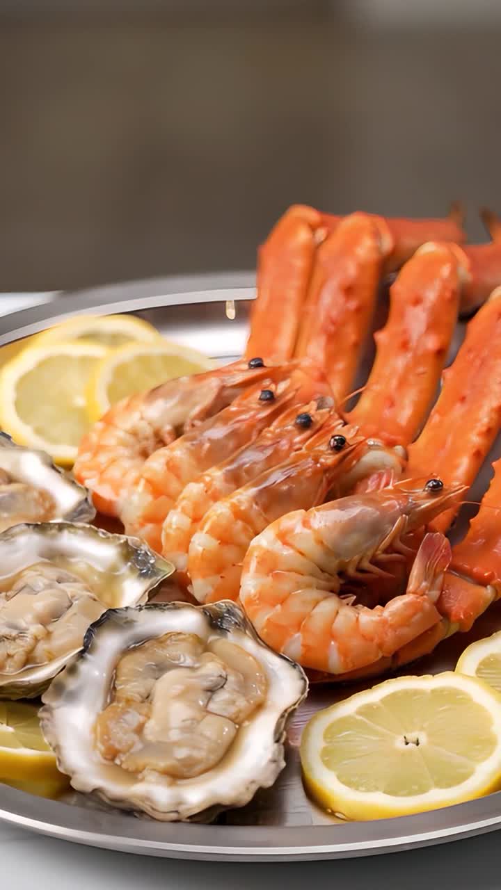 Delicious Seafood on Blurred Background